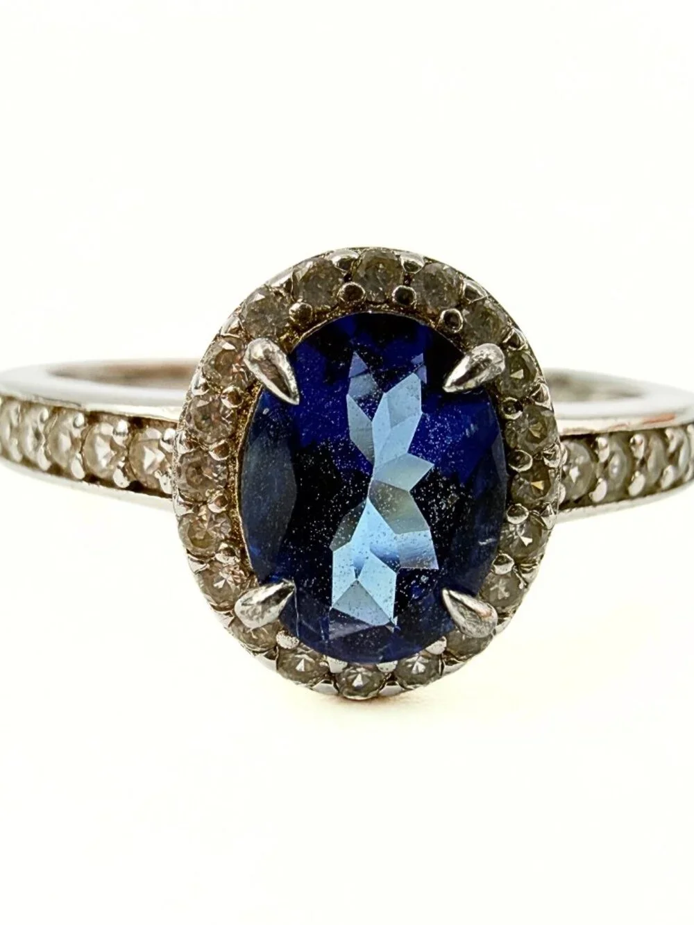 Regal Marked Sterling Silver Amethyst Halo Cocktail Ring Sz 10